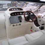 Helm and passenger seating to starboard